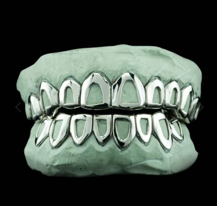 SSS Open face solid plain gold grillz set s925 filled 14k gold