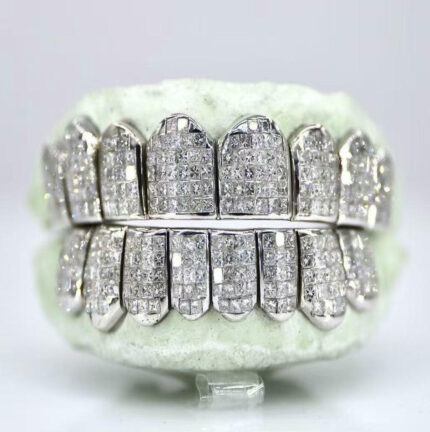 SSS Princes cut invisible setting diamond Icedout grillz solid gold and vvs Moissanite diamond