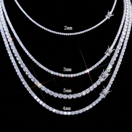 Moissanites 925 Pure Silver Tennis Chain Men's Necklace